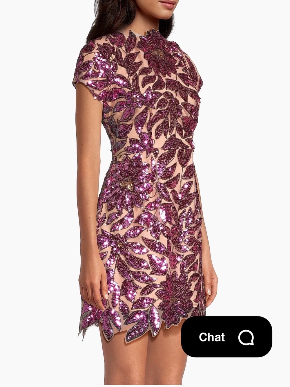 Milly Revolve Saks Sequin Embroidered Pink Floral Cocktail Dress NWT Size 2 - Picture 3 of 4